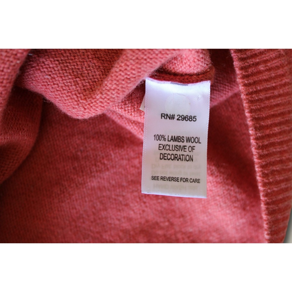 Pendleton Lambswool Button Front Cardigan Sweater Large Coral Preppy Classic - Picture 4 of 5